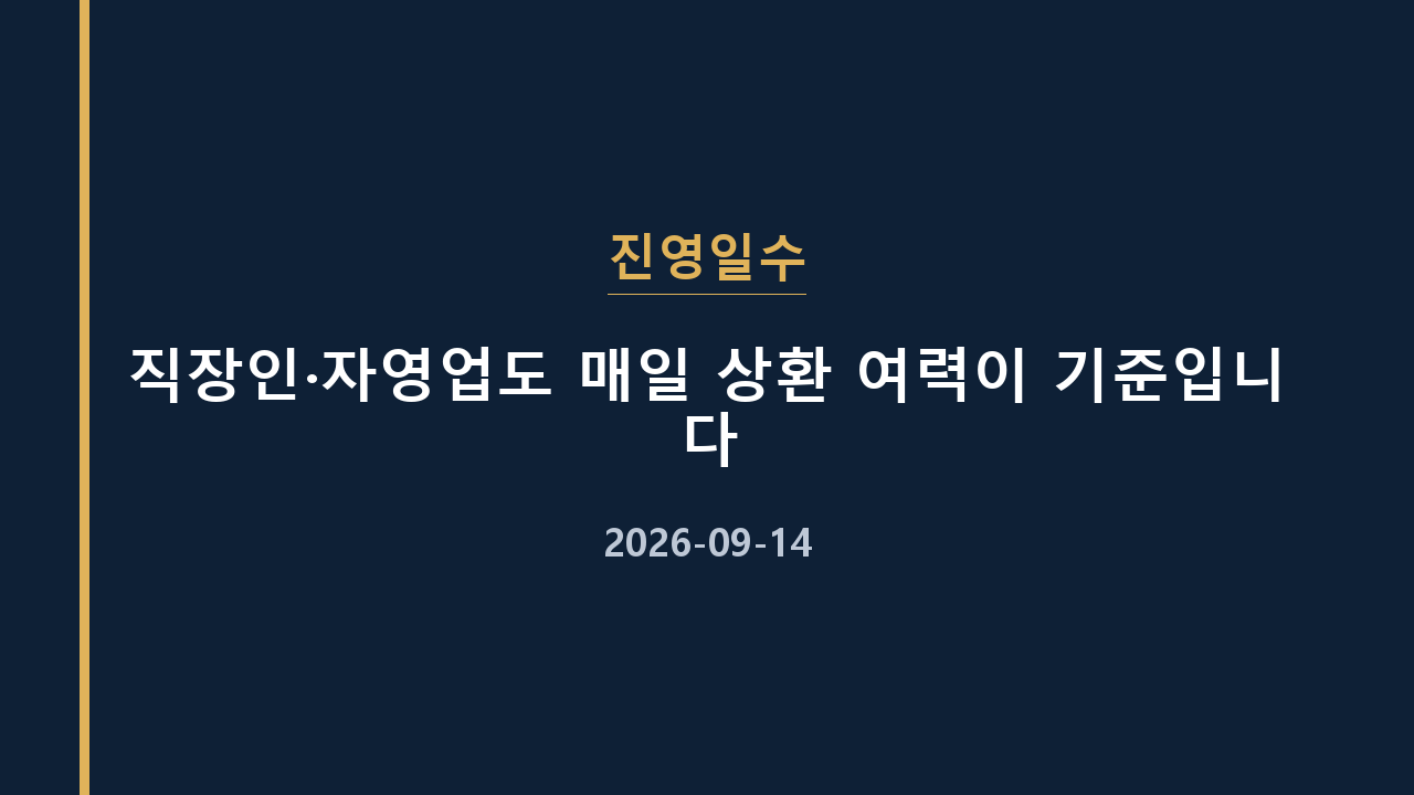 진영일수 직장인·자영업도 매일 상환 여력이 기준입니다