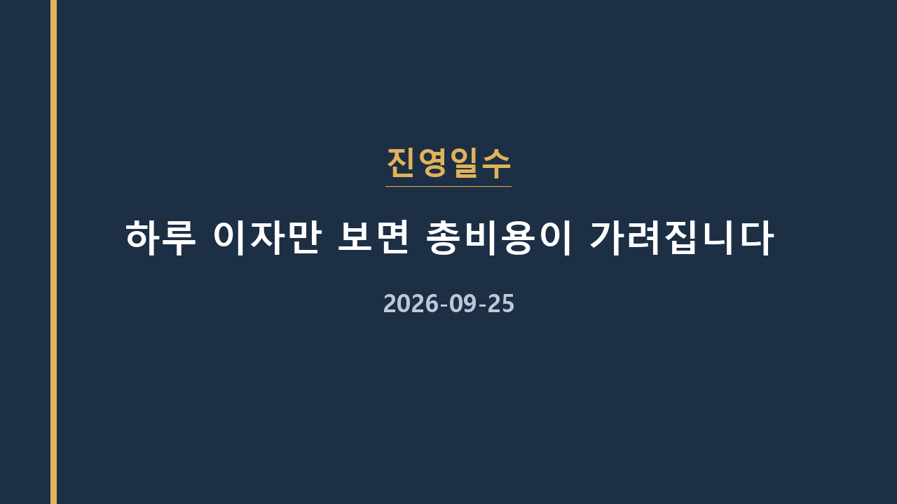 진영일수 하루 이자만 보면 총비용이 가려집니다