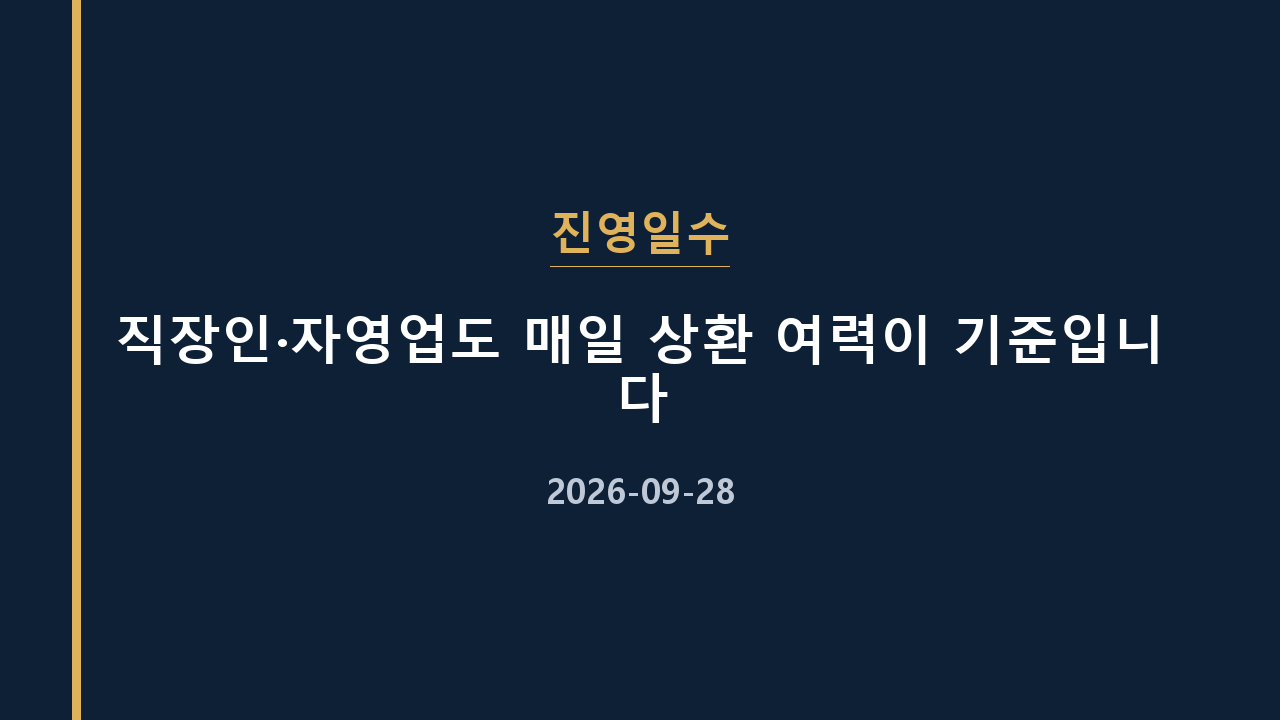 진영일수 직장인·자영업도 매일 상환 여력이 기준입니다